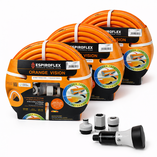 KIT Orange Vision® Manguera para jardín con tecnología SINETORSION y TOUCHTECH