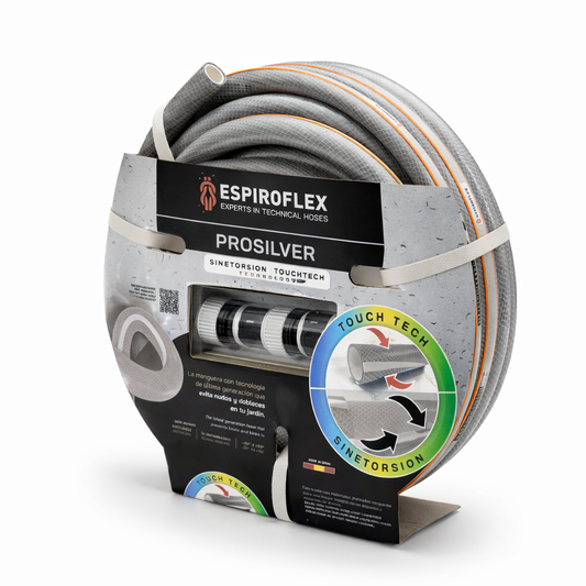 KIT Pro Silver® Manguera para jardín con tecnología SINETORSION y TOUCHTECH