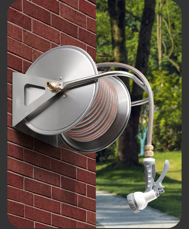 Revolutionary Stainless Steel Automatic Hose Reel for Effortless Car Washing and Gardening