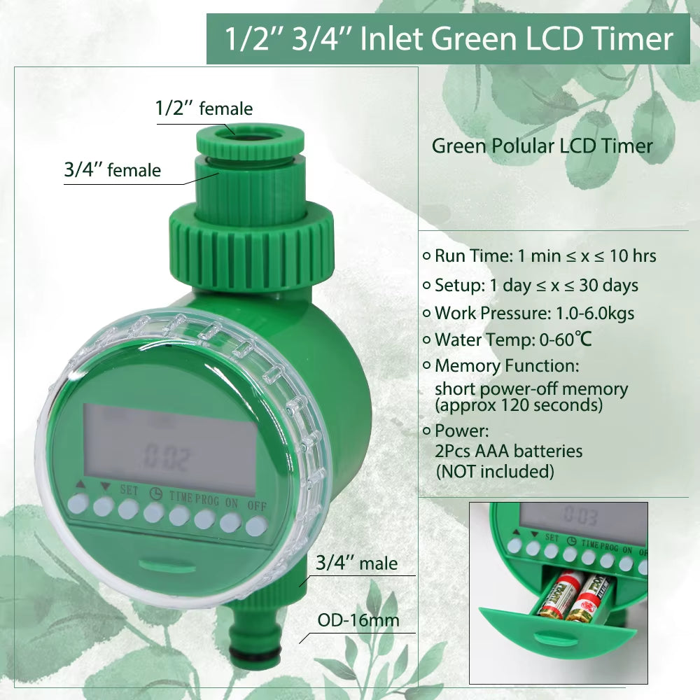 5-50M Automatic Garden Watering Adjustable Drip Irrigation System Digital Water Timer Controller 4/7Mm Micro Drop Kits