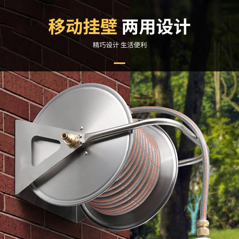 Revolutionary Stainless Steel Automatic Hose Reel for Effortless Car Washing and Gardening