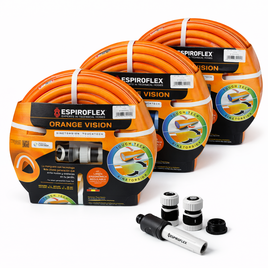 KIT Orange Vision® Manguera para jardín con tecnología SINETORSION y TOUCHTECH