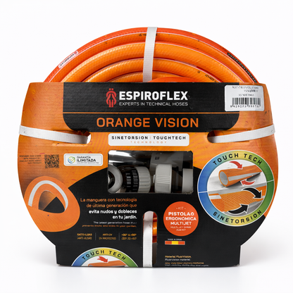 KIT Orange Vision® Manguera para jardín con tecnología SINETORSION y TOUCHTECH