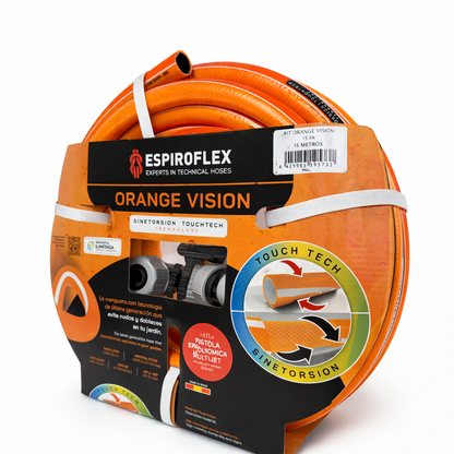 KIT Orange Vision® Manguera para jardín con tecnología SINETORSION y TOUCHTECH