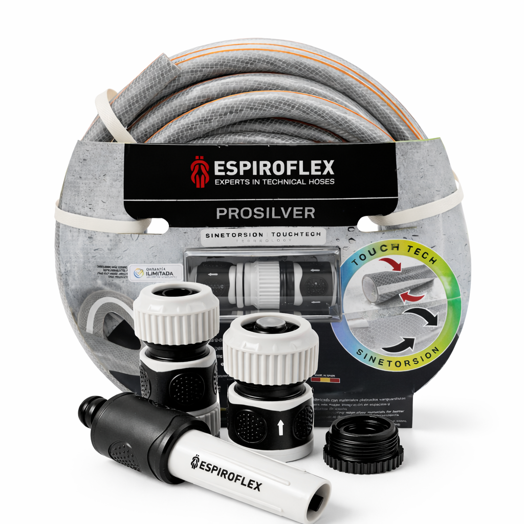 KIT Pro Silver® Manguera para jardín con tecnología SINETORSION y TOUCHTECH