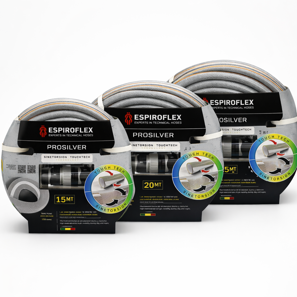KIT Pro Silver® Manguera para jardín con tecnología SINETORSION y TOUCHTECH