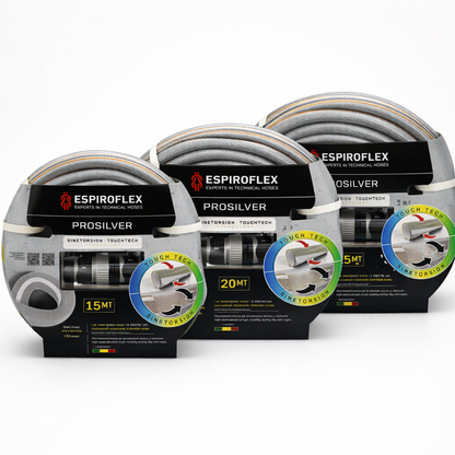 KIT Pro Silver® Manguera para jardín con tecnología SINETORSION y TOUCHTECH