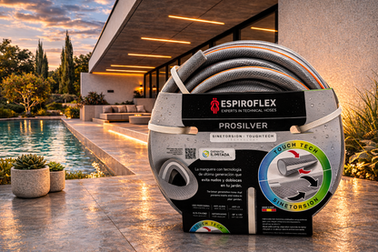 Manguera de Jardín PRO SILVER con tecnología SINETORSION y TOUCHTECH