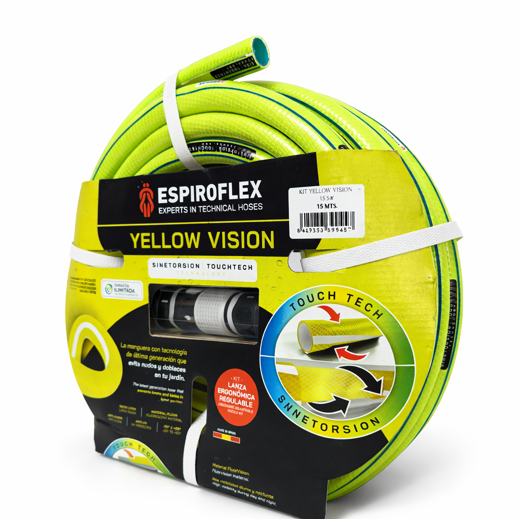 KIT Yellow Vision® Manguera para jardín con tecnología SINETORSION y TOUCHTECH